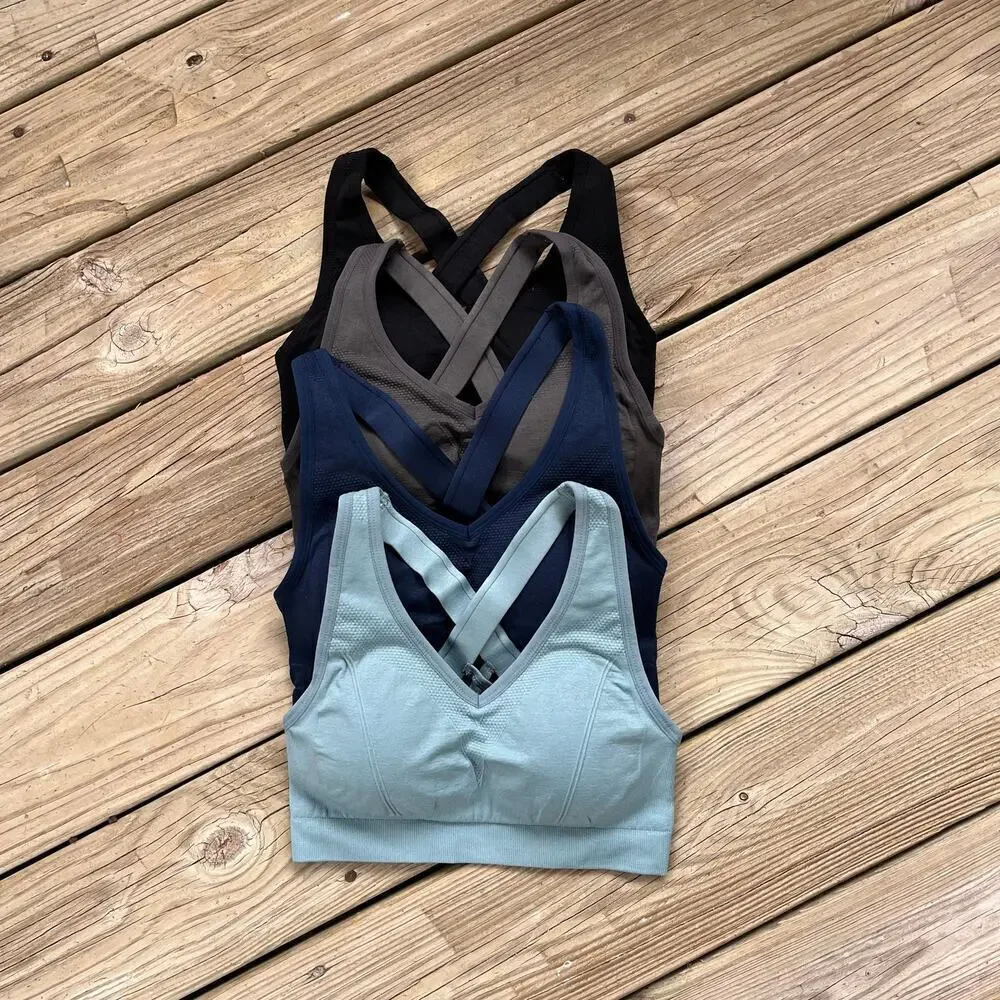 Women's Sports Bras 4 Pack Navy, Blue, Grey Black Size M. NWOT